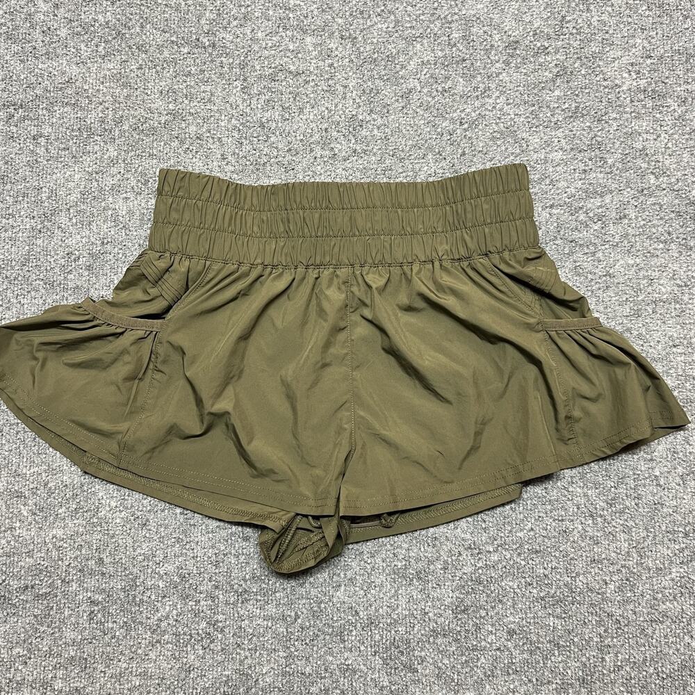 FP Movement Lined Shorts Womens S Green High Waist Pockets Athletic